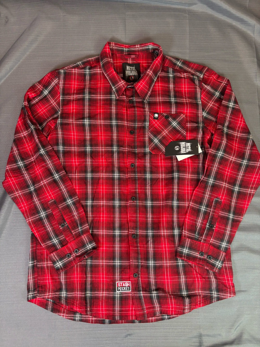 Metal Mulisha Red Black Plaid Flannel Button Up Shirt NWT 2XL